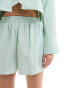 Miss Selfridge poplin boxer shorts in sage stripe co ord