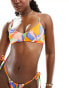 ASOS DESIGN mix and match square neck skinny strap bikini top in vibrant abstract print