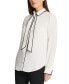 Petite Piped-Trim Button-Up Blouse, Created for Macy's