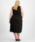 Plus Size Striped Faux-Wrap Midi Dress