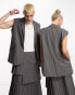 COLLUSION Unisex longline waistcoat in dark grey pinstripe co-ord