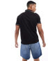 Armani Exchange chest logo polo in black with contrast tipping