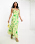 ASOS DESIGN sleeveless plunge neck burnout midi dress in green floral