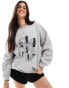 4th & Reckless catwalk polaroid sweatshirt in grey