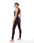 Simmi high neck sleeveless jersey jumpsuit in chocolate