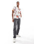 Another Influence short sleeve printed revere collar shirt in white