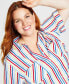 Plus Size Striped Camp Shirt