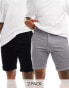 Jack & Jones 2 pack chino shorts in grey and black