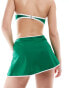 Free Society contrast mini beach skirt in green and white