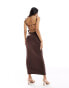 4th & Reckless cami low back bead detail maxi dress in brown