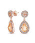 Fashion Pink CZ Cubic Zirconia Halo Pear Shaped Teardrop Dangle Earrings For Women Prom Rose Gold Plated Brass