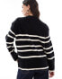 Vero Moda o neck jumper in black with cream stripe