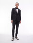 Topman skinny premium wool rich tux jacket in black