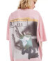 COLLUSION Unisex photographic collage t-shirt in pink