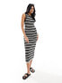 Nobody's Child textured knitted midi dress in black and white stripe