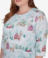 Plus Size Classic Triple Notch Neck Deer Village Top