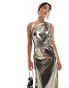 TFNC metallic multiway maxi dress in liquid gold