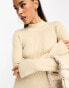 Pretty Lavish high neck ribbed knit midaxi dress in beige