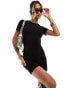 Naked Wardrobe double layered sculpted short sleeve unitard playsuit in black