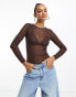 ASOS DESIGN mesh bodysuit in chocolate