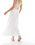 JDY Petite tiered pointelle maxi skirt in off white