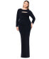 Plus Size Long-Sleeve Cutout Glitter-Knit Gown