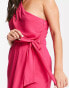 TFNC – Bridesmaid – Brautjungfern-Wickelkleid in Fuchsia-Rosa mit One-Shoulder-Träger