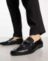 ASOS DESIGN loafers in black faux croc with gold snaffle