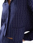 Extro & Vert button front collared shirt in navy pinstripe co-ord