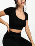 ASOS 4505 Icon seamless rib scoop neck t-shirt in black