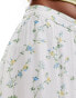 Pieces button front midi skirt in garden floral