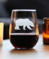 Bear Silhouette Rustic Cabin Gifts Stem Less Wine Glass, 17 oz