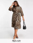 Vero Moda Curve long sleeve midi dress animal print