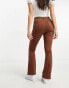 DTT Petite Bianca high waisted wide leg disco jeans in chocolate