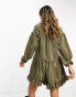 ASOS DESIGN cord mini swing dress in olive