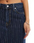 Levi's ankle column stripe denim skirt in dark blue