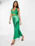 Never Fully Dressed lace cut-out slip midaxi dress in emerald