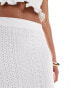 JDY Tall tiered pointelle maxi skirt in off white