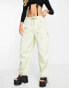 Jaded London low waist parachute cargo trousers in sage