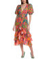 Farm Rio Graphic Macaws Mixed Midi Dress Women's Orange Xxs