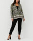 Plus Size Unlined Paisley Print Single Breasted Blazer