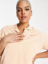 Daisy Street Plus Active crop tennis polo in peach