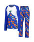 Women's Royal Florida Gators Tinsel Ugly Sweater Long Sleeve T-shirt and Pants Sleep Set