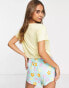 Loungeable retro floral short pyjama set in yellow and green