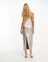 Forever New metallic drape midaxi slip dress in silver