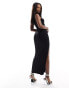 ASOS DESIGN sleeveless high neck maxi dress with scooped split in black