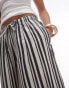 Topshop stripe linen wide leg trouser in mono