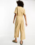 ASOS DESIGN jersey button front chuck on jumpsuit in mocha