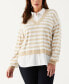 Plus Size Striped Layered Long Sleeve Sweater