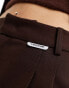 Urban Revivo relaxed wide leg tailored trousers in umber